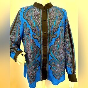 Bob Mackie Paisley Print Blouse Size L